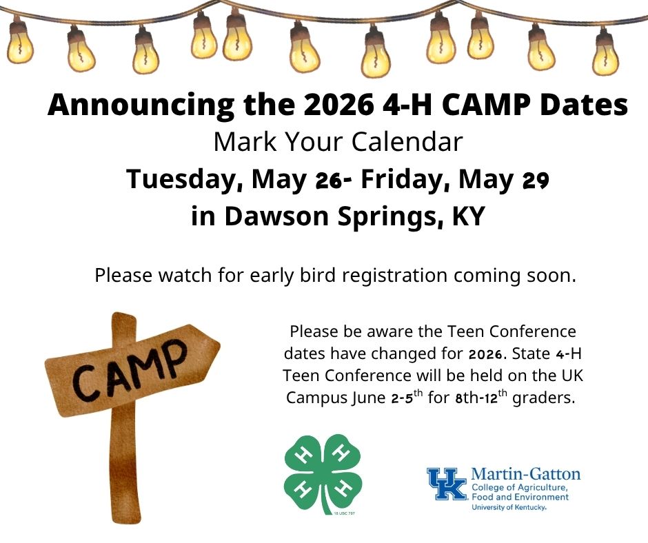4-H Camp Save The Date Announcement
